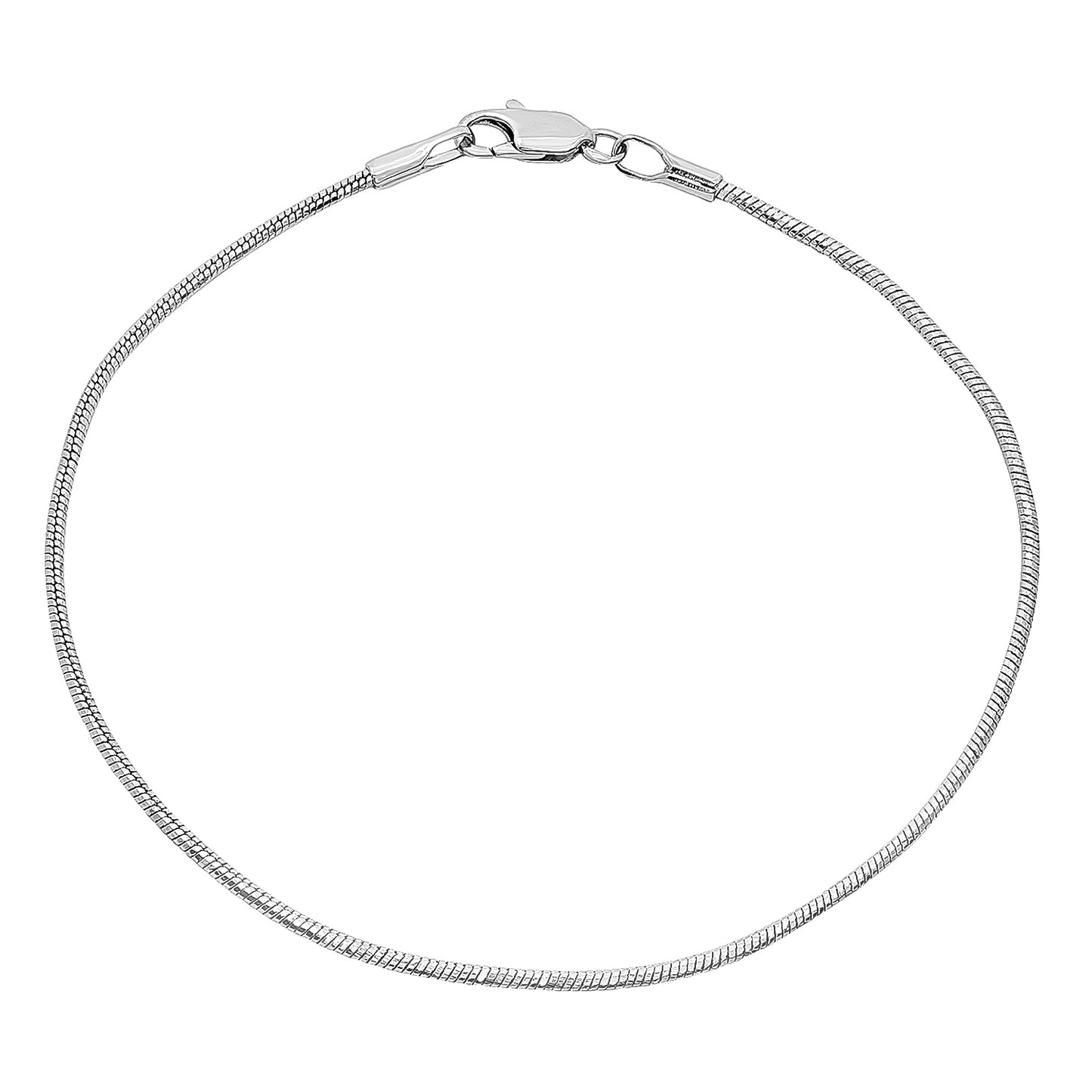 1.5mm Diamond-Cut Rhodium Plated Round Snake Chain Necklace