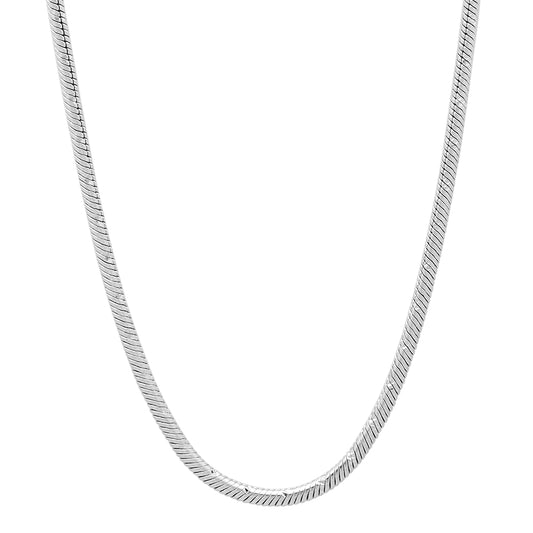 2mm Diamond-Cut Rhodium Plated Round Snake Chain Necklace