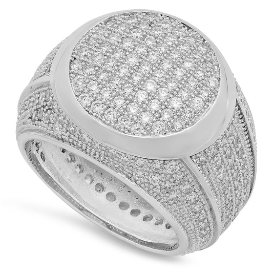 Large Round Iced Out 19.8mm Rhodium Plated Micropave CZ Bling Ring