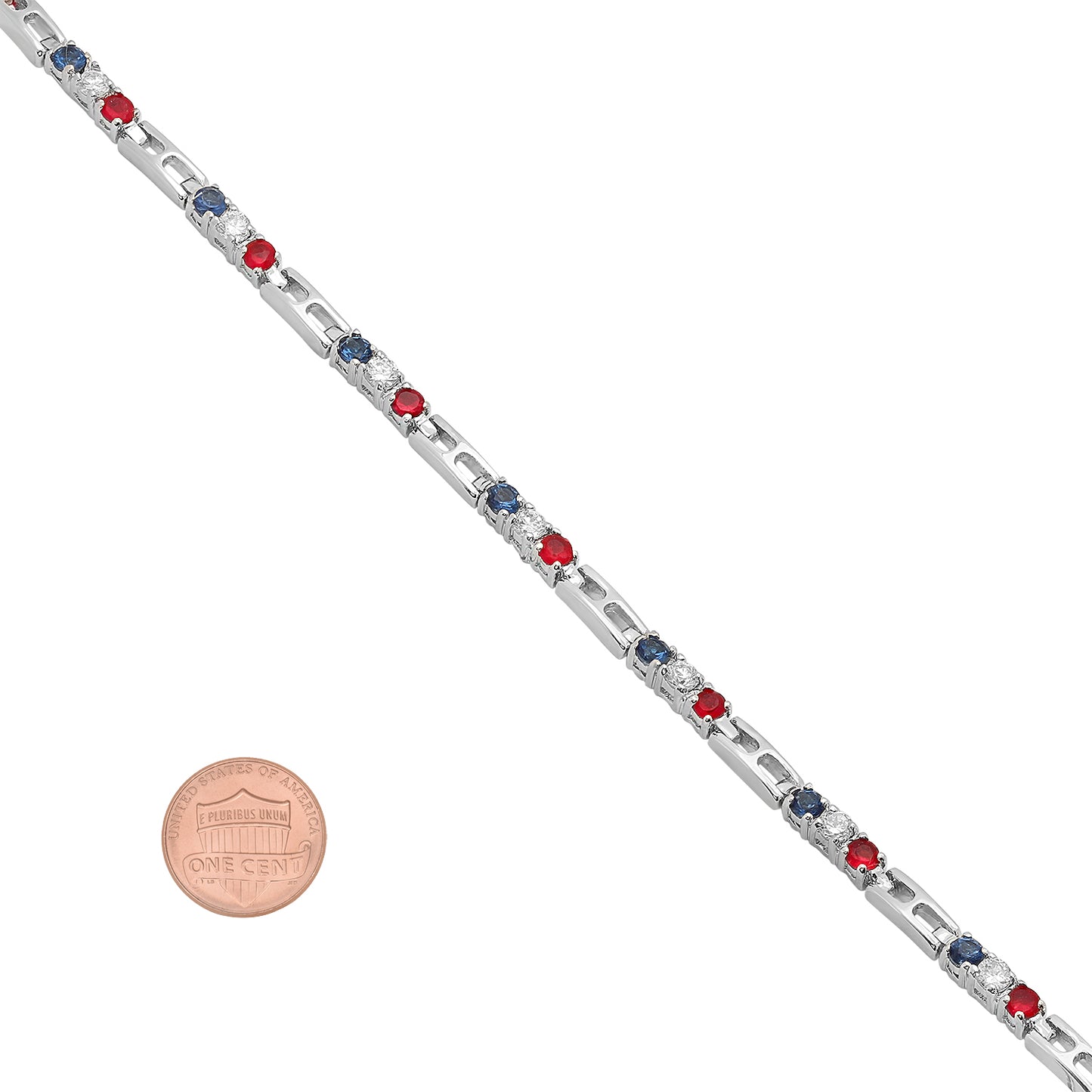 3mm Rhodium Plated White Cubic Zirconia Flat Link Tennis Bracelet