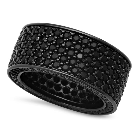 Black Plated Micro-Pave Iced Out Cubic Zirconia Band Ring