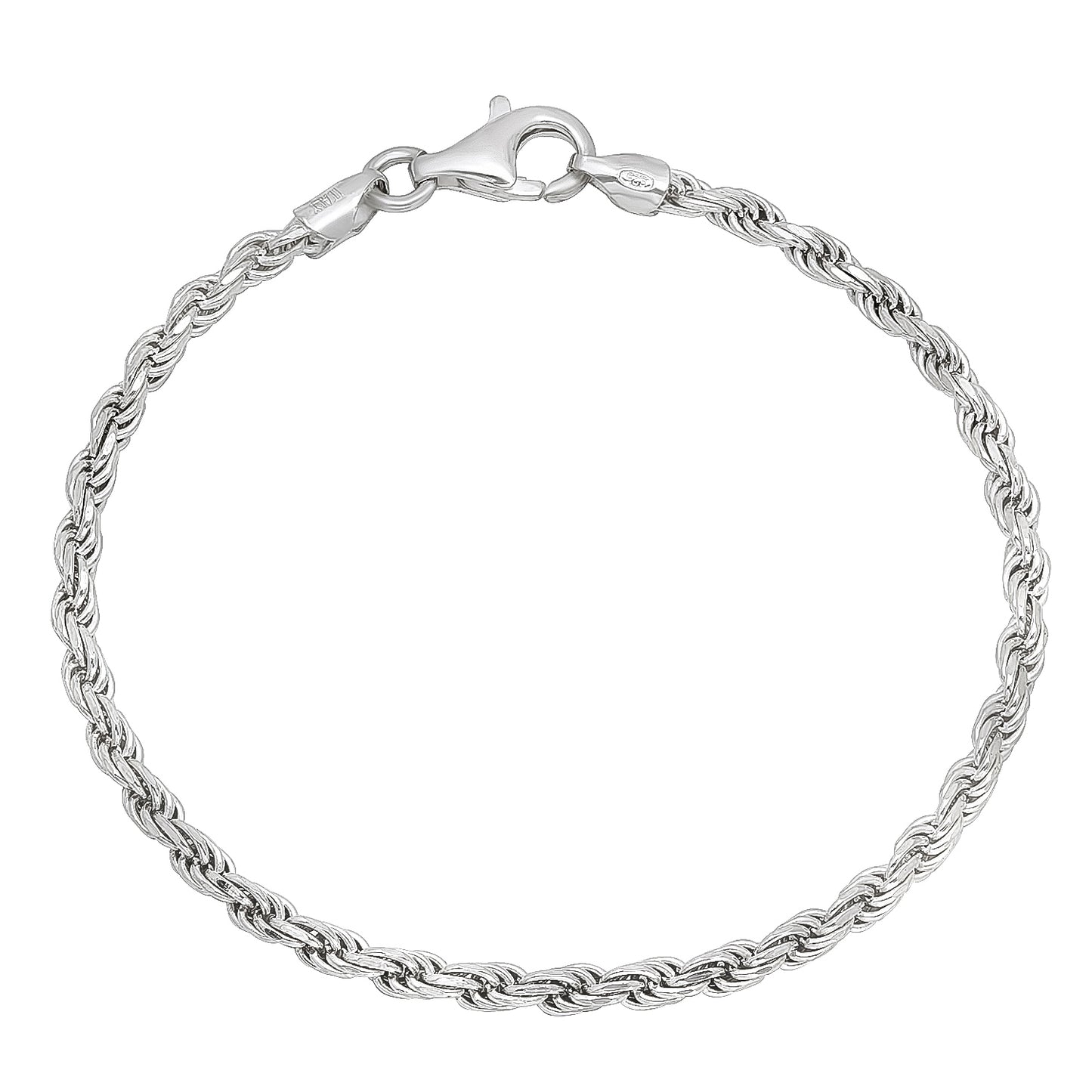 2mm-7mm Solid .925 Sterling Silver Diamond-Cut Twisted Rope Bracelet 7-10" Made in Italy