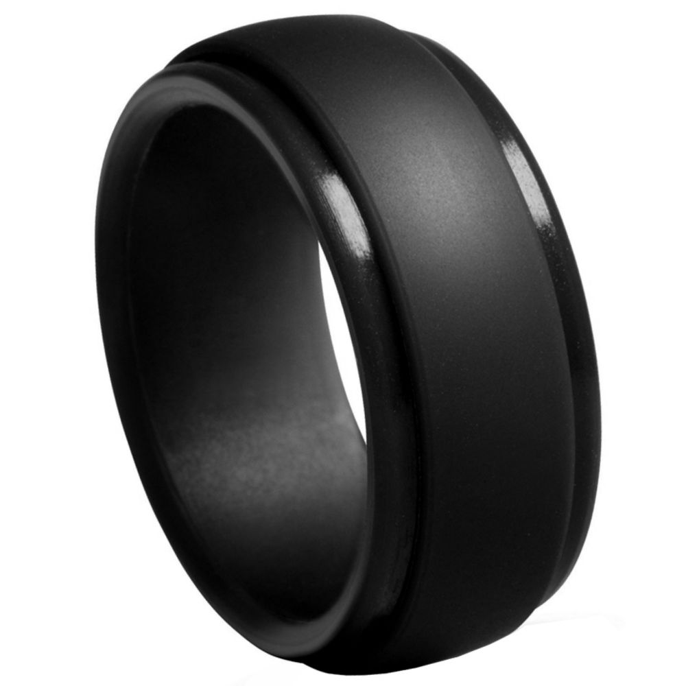 9mm Wide Silicone Black Band Ring