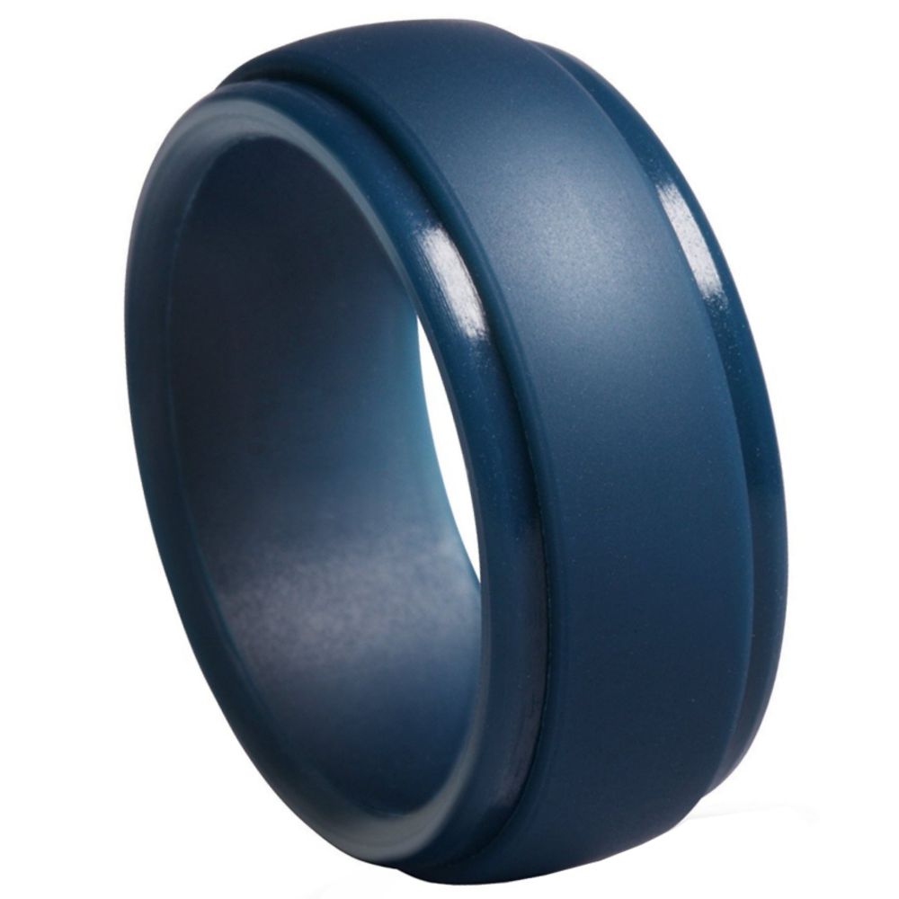 9mm Wide Silicone Blue Band Ring