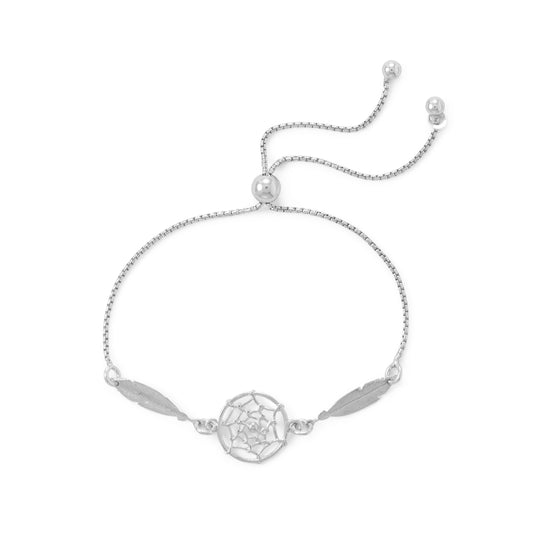 15mm Polished Rhodium Plated Silver Round Box Bolo Bracelet, 9 inches