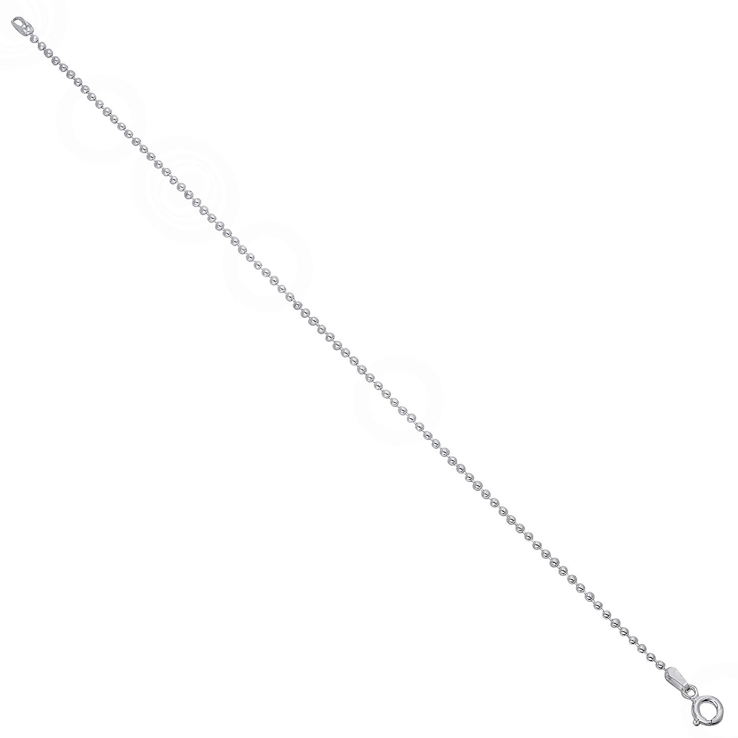 1.5mm Solid .925 Sterling Silver Ball Military Bead Chain Bracelet + Gift Box