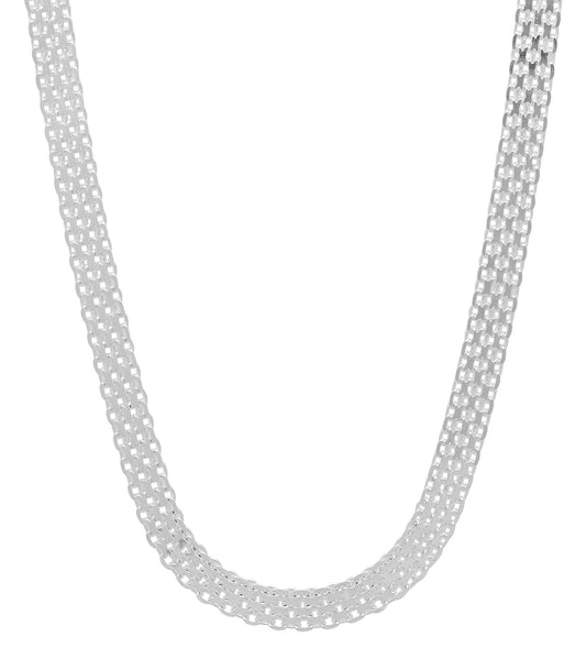 5.3mm Solid .925 Sterling Silver Flat Bismark Chain Necklace