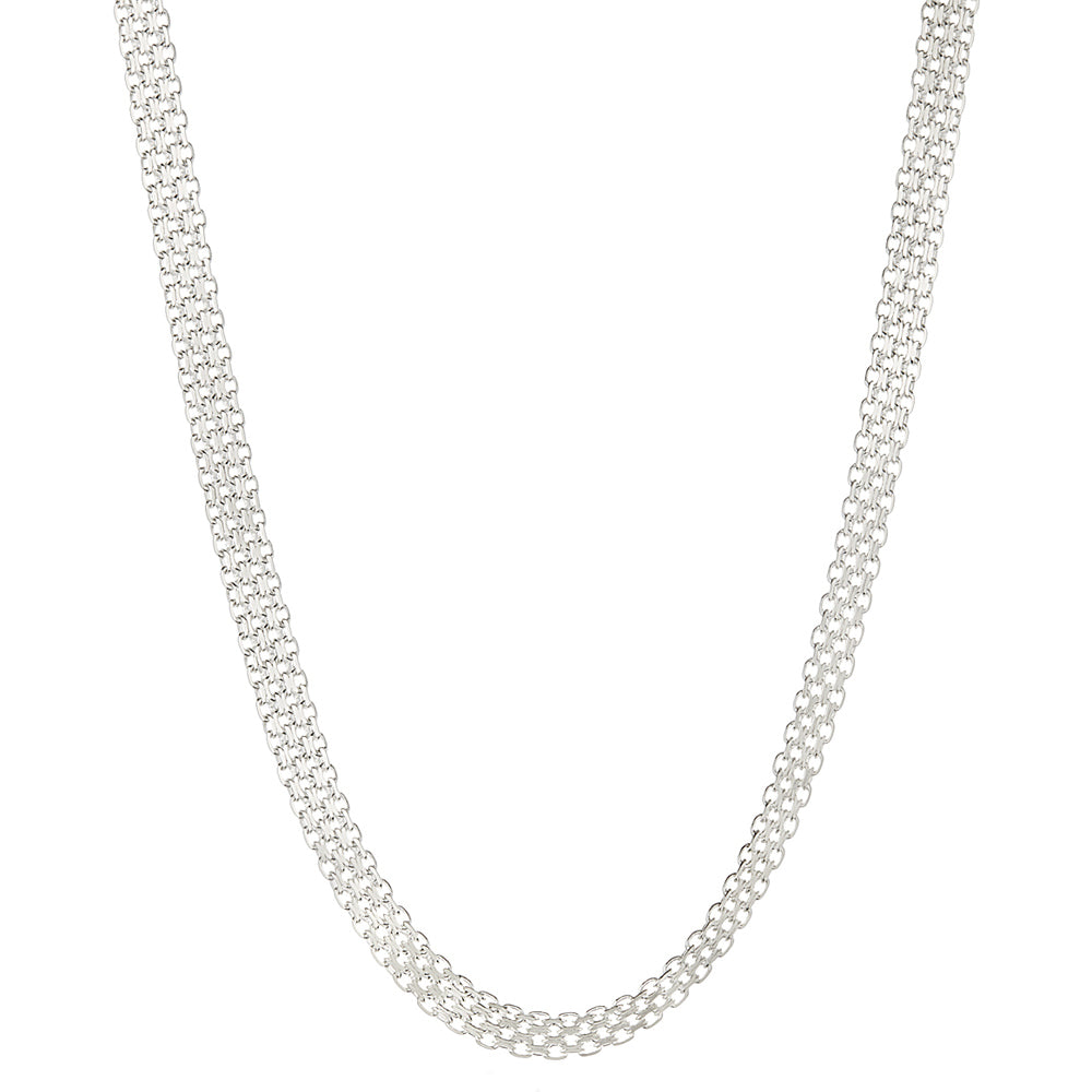 Men's 5.7mm Solid .925 Sterling Silver Flat Bismark Chain Necklace