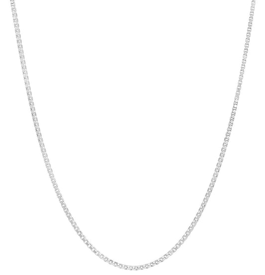 1.7mm Solid .925 Sterling Silver Square Box Chain Necklace