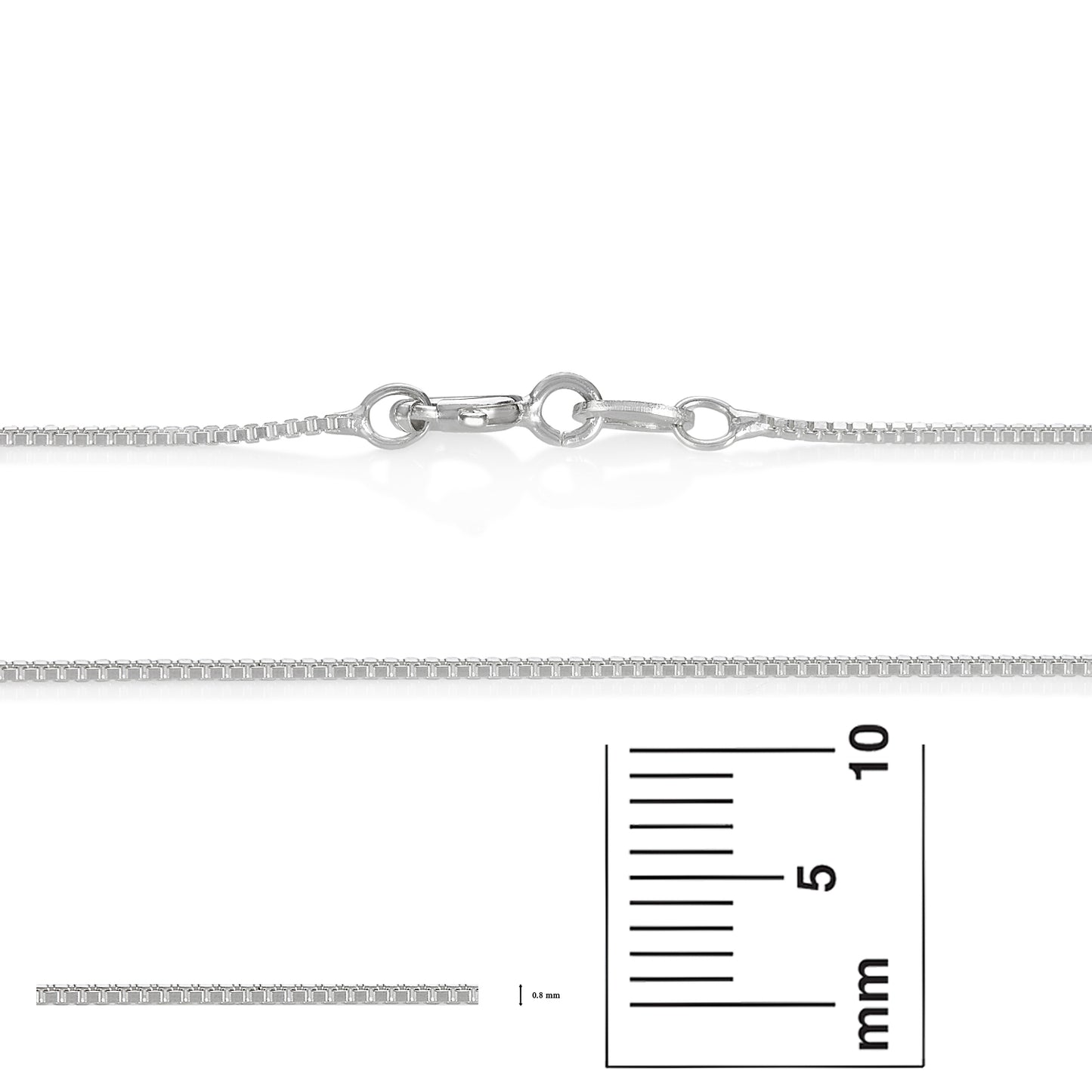 0.7mm Rhodium Plated Silver Square Box Chain Bracelet