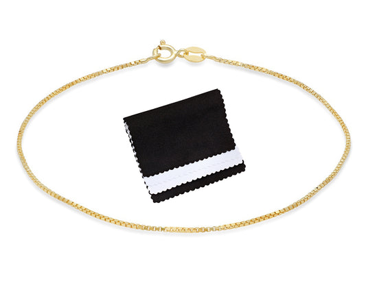 1mm 14k Yellow Gold Plated Silver Square Box Chain Necklace