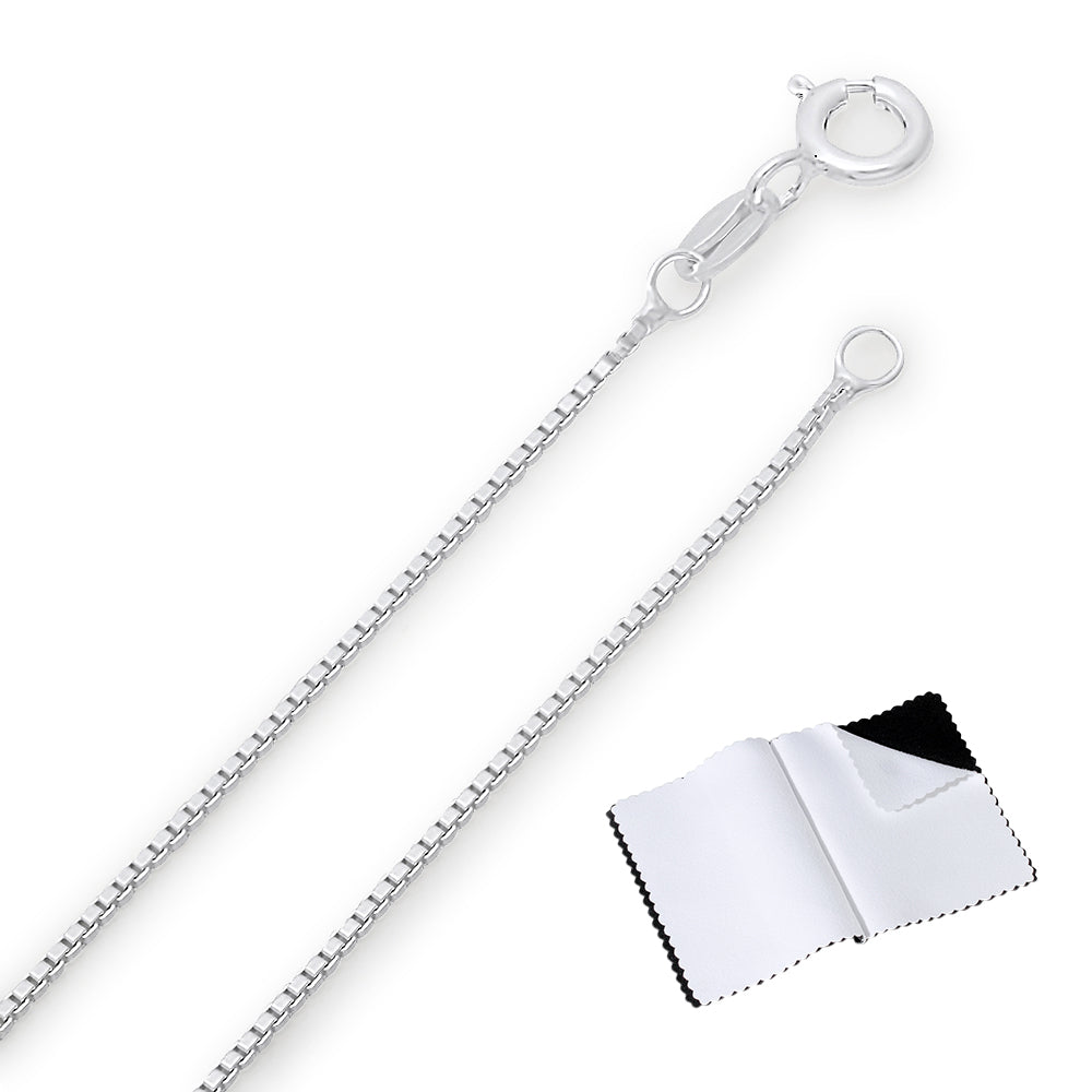 1mm-4mm Solid .925 Sterling Silver Square Box Chain Necklace or Bracelet