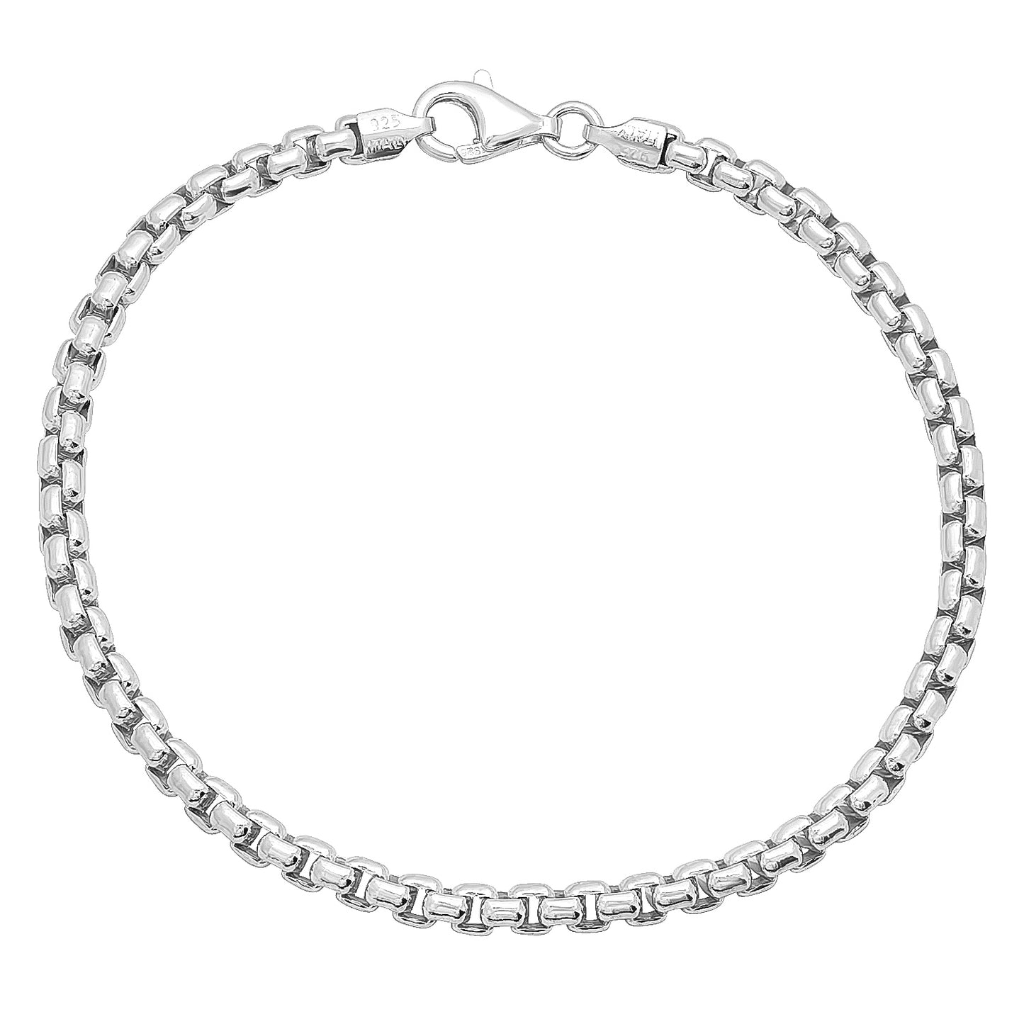 1mm-2mm Solid .925 Sterling Silver Square Box Chain Anklet