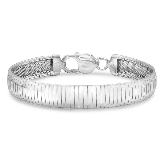 9mm Solid .925 Sterling Silver Flat Omega Omega Chain Link Bracelet