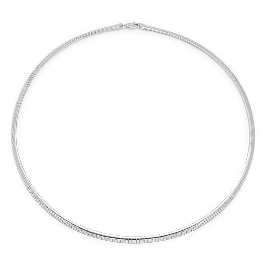 4mm Solid .925 Sterling Silver Flat Omega Chain Necklace