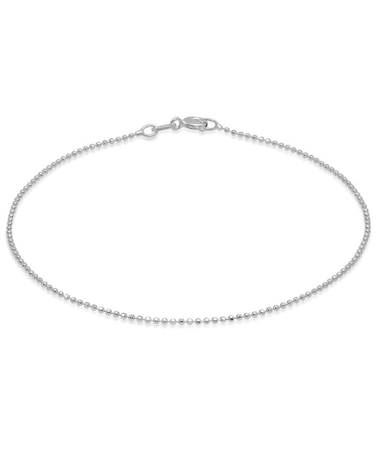 1.2mm .925 Sterling Silver Diamond-Cut Round Diamond-Cut Military Ball Chain Bracelet