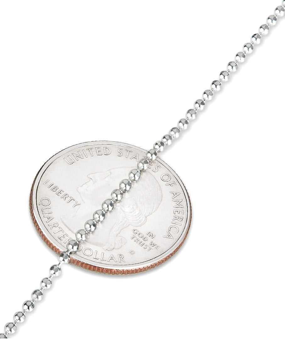 1.8mm .925 Sterling Silver Diamond-Cut Round Diamond-Cut Bead Chain Necklace (SKU: SS-DCB180)