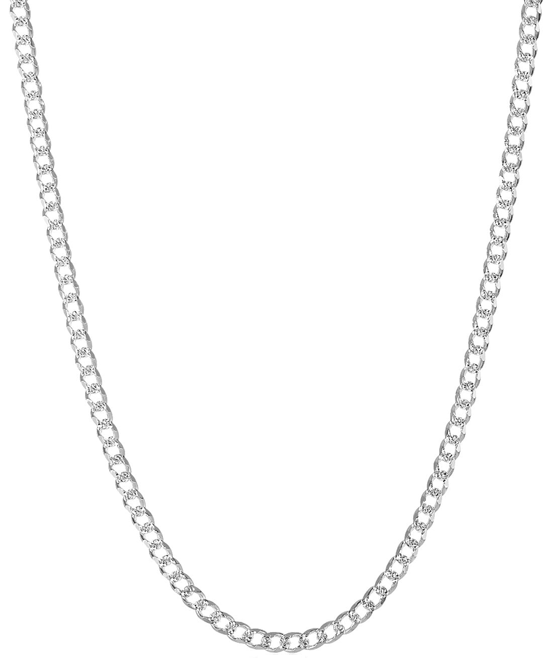 4.4mm .925 Sterling Silver Diamond-Cut Flat Cuban Link Curb Chain Necklace