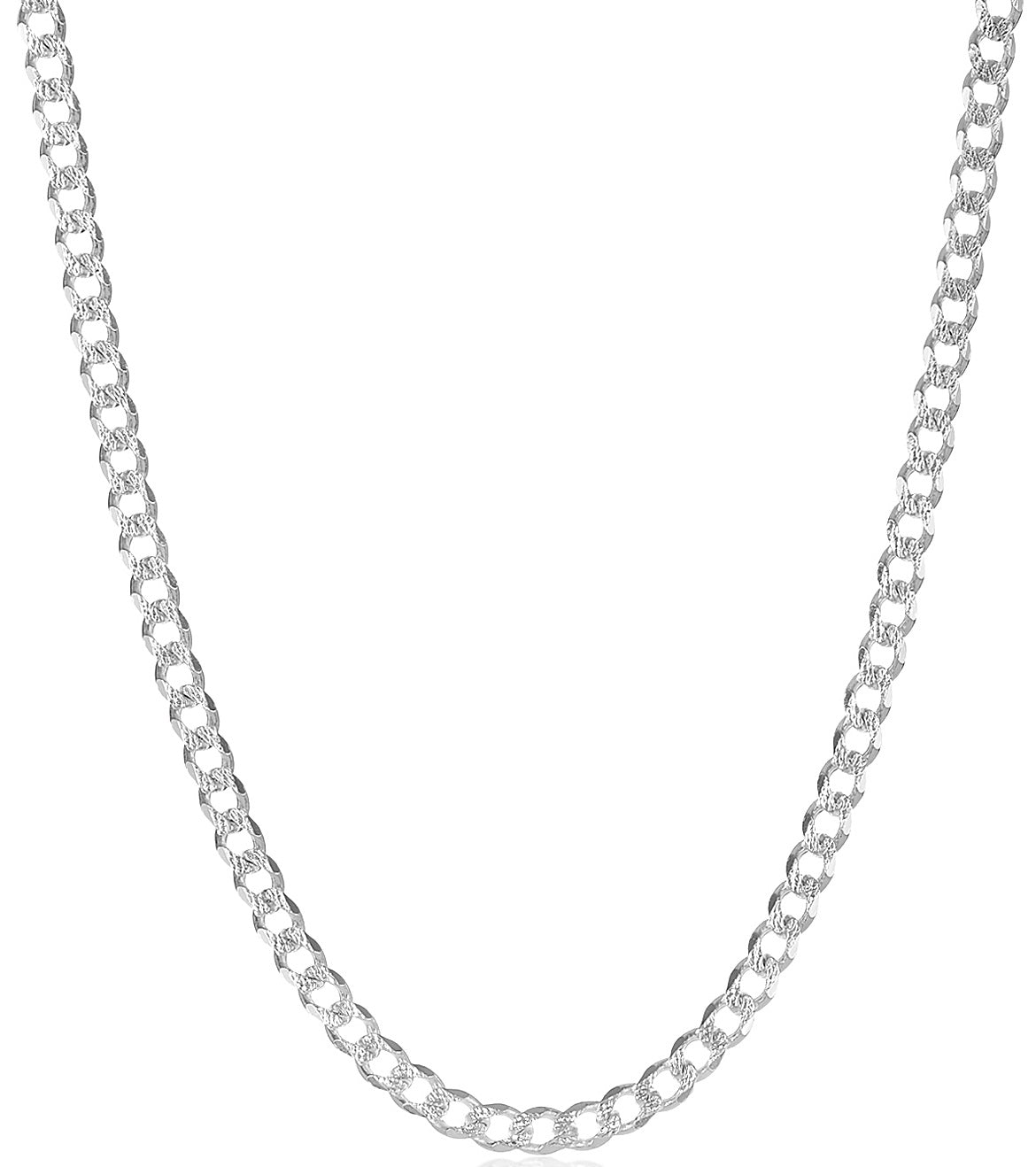 Men's 5.1mm .925 Sterling Silver Diamond-Cut Flat Cuban Link Curb Chain Necklace