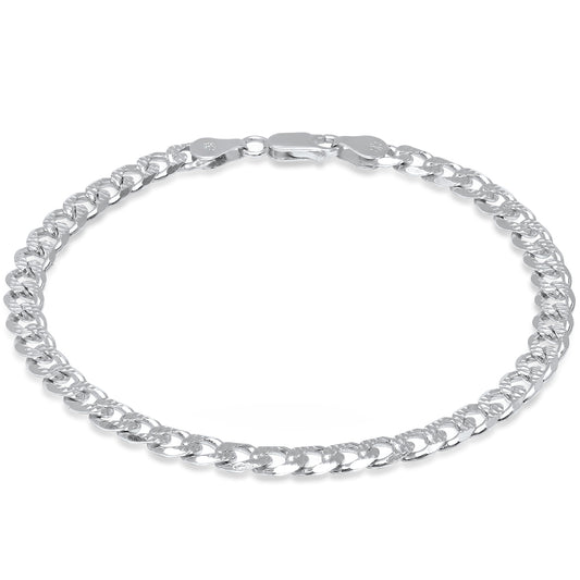 5.1mm Solid .925 Sterling Silver Flat Curb Chain Bracelet