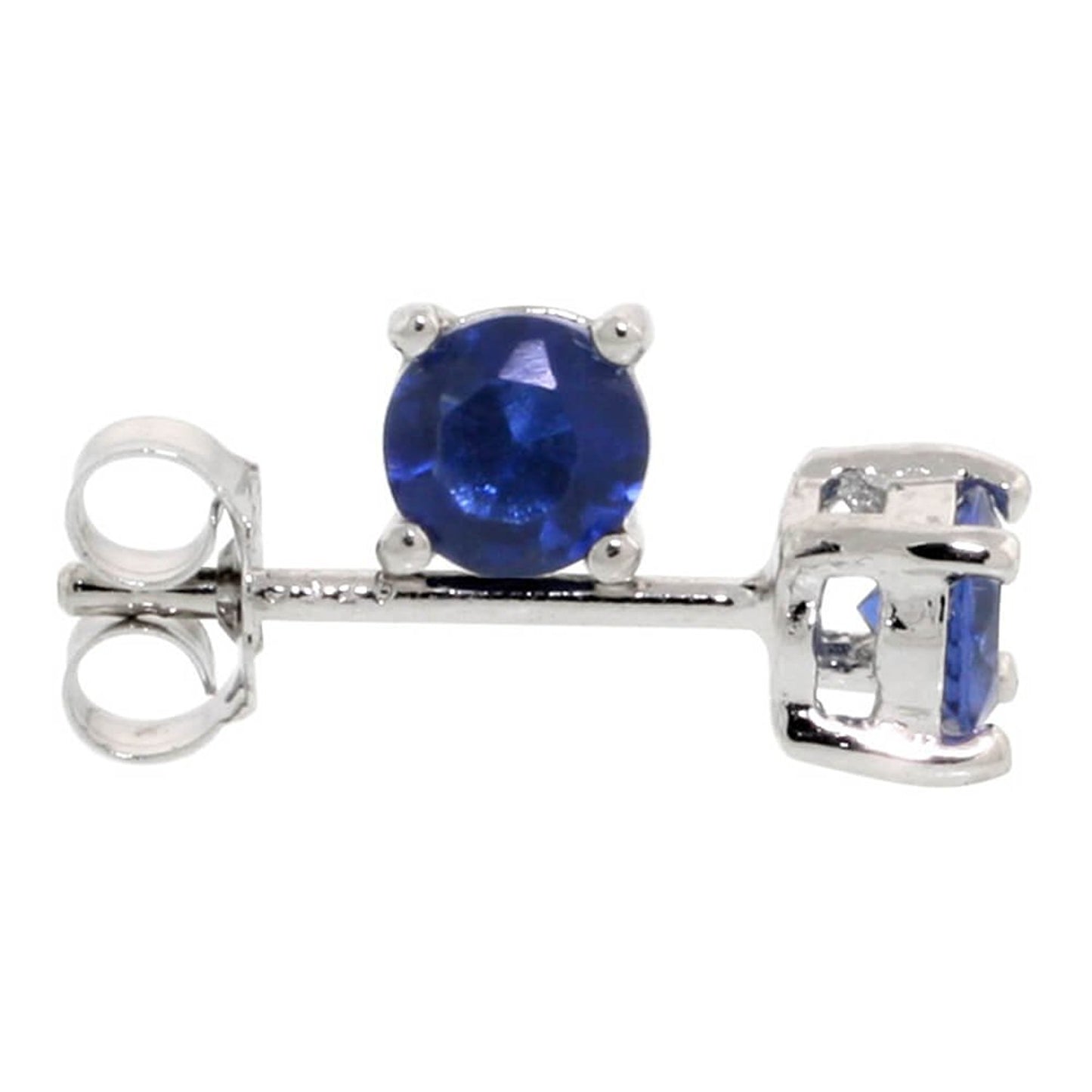 .925 Sterling Silver Blue Sapphire 4mm - 7mm Round Cut CZ Stud Rhodium Plated Earrings - Made in Italy