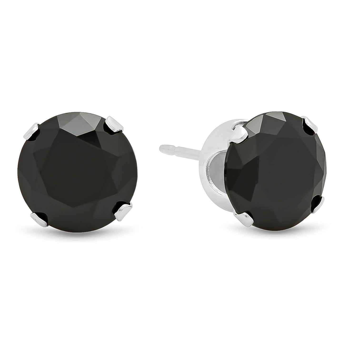 .925 Sterling Silver Nickel-Free Simulated Diamond Round-Cut Birthstone Stud Earrings