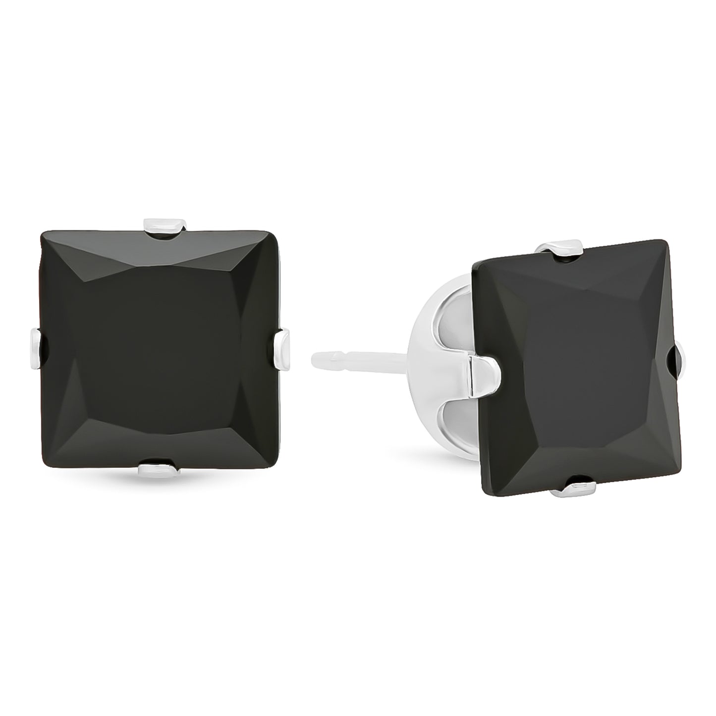 Silver Black (December) Cubic Zirconia Earrings + Gift Box