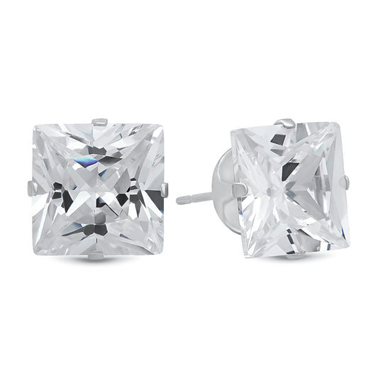 Silver Simulated Diamond White Cubic Zirconia Earrings + Gift Box