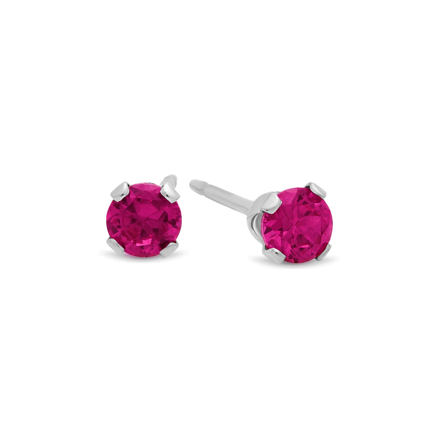 .925 Sterling Silver Nickel-Free Simulated Diamond Round-Cut Birthstone Stud Earrings