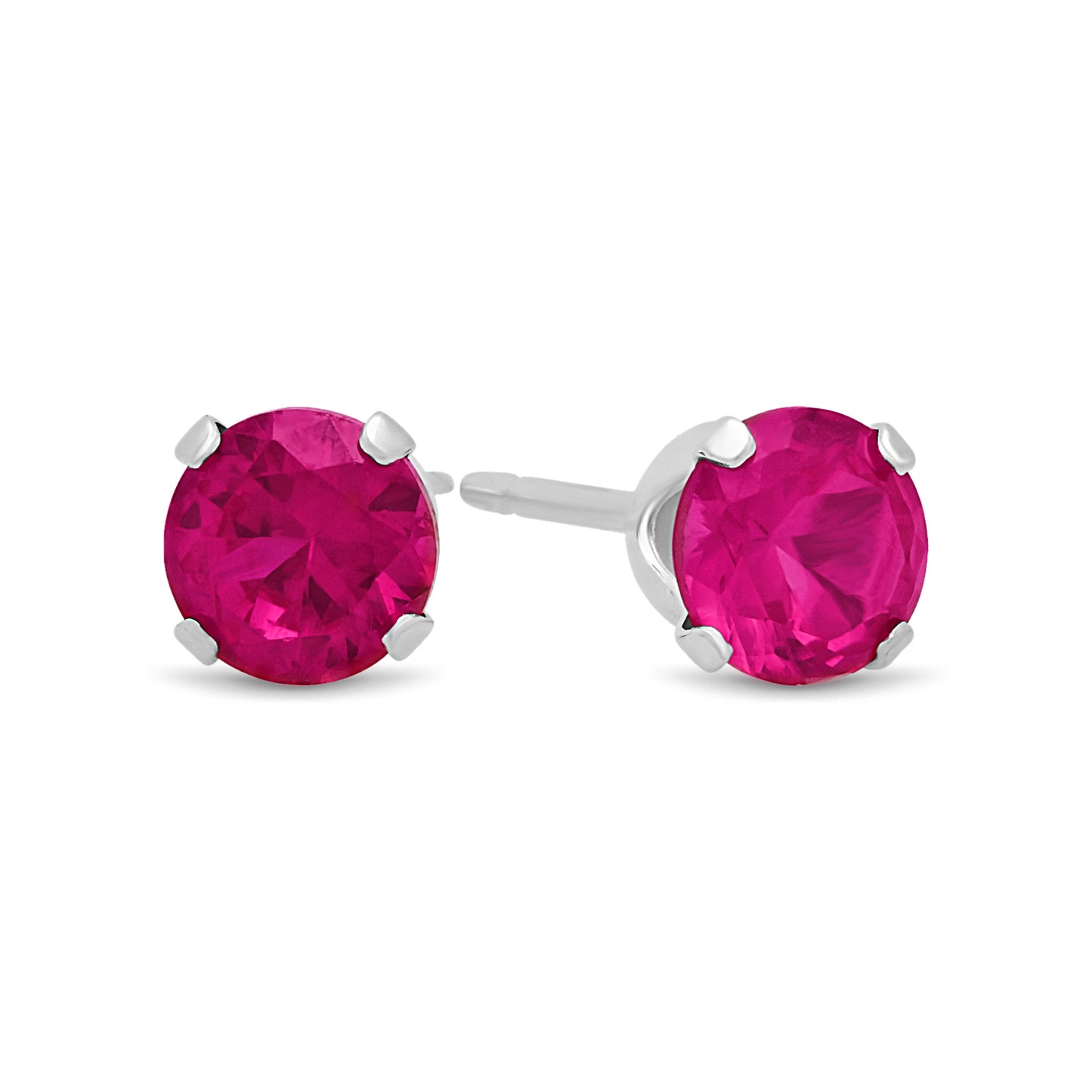 .925 Sterling Silver Nickel-Free Simulated Diamond Round-Cut Birthstone Stud Earrings