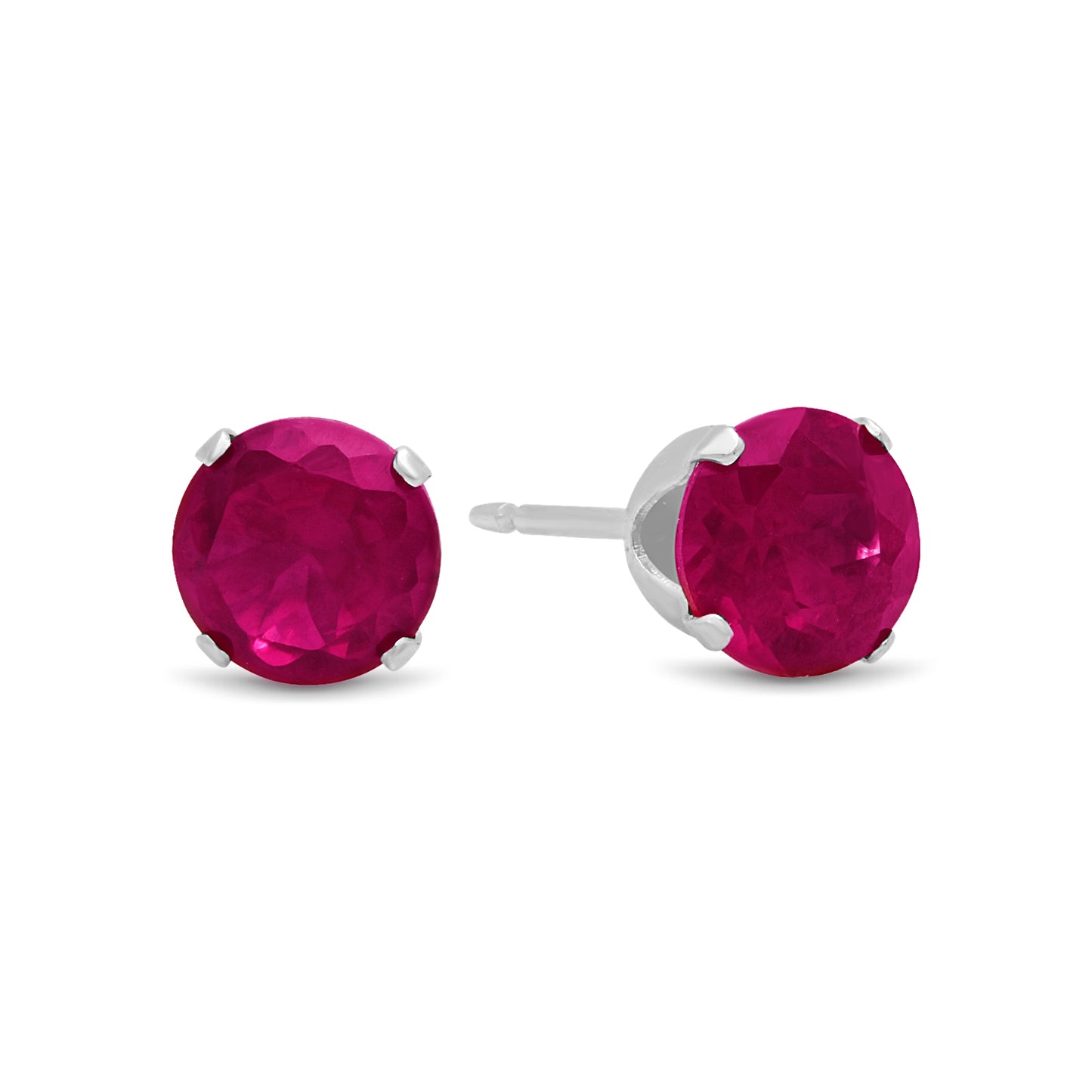 .925 Sterling Silver Nickel-Free Simulated Diamond Round-Cut Birthstone Stud Earrings