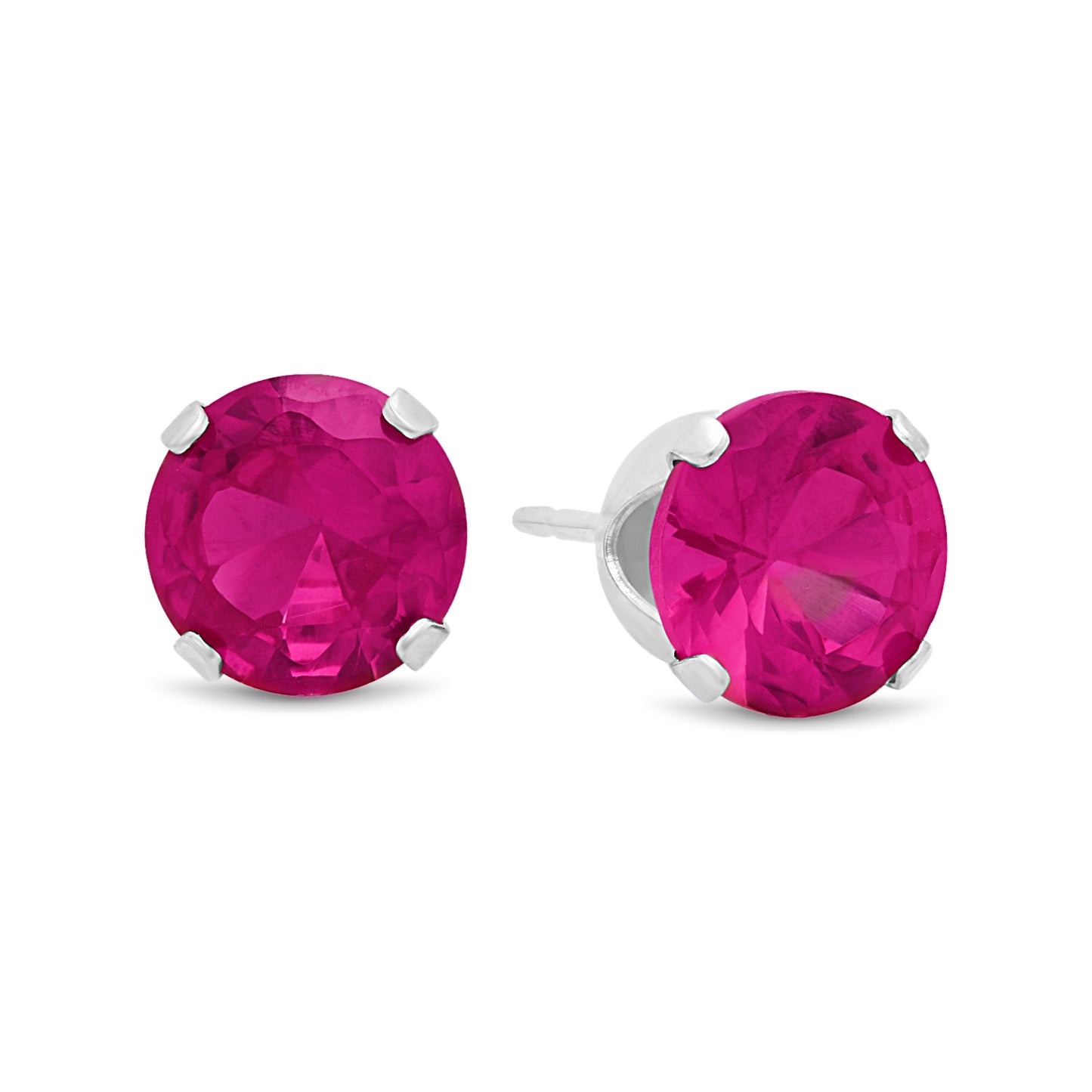 .925 Sterling Silver Nickel-Free Simulated Diamond Round-Cut Birthstone Stud Earrings