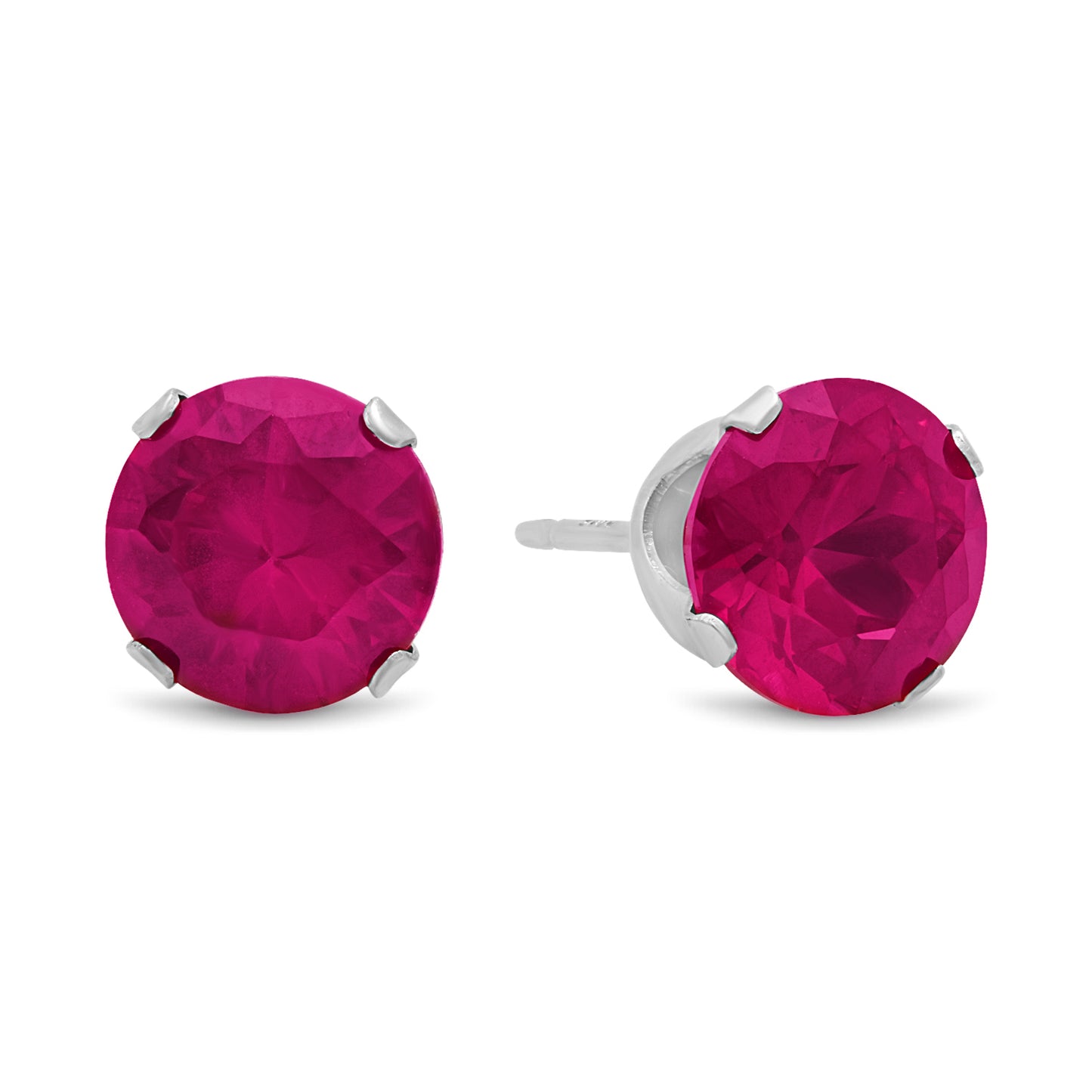 .925 Sterling Silver Nickel-Free Simulated Diamond Round-Cut Birthstone Stud Earrings