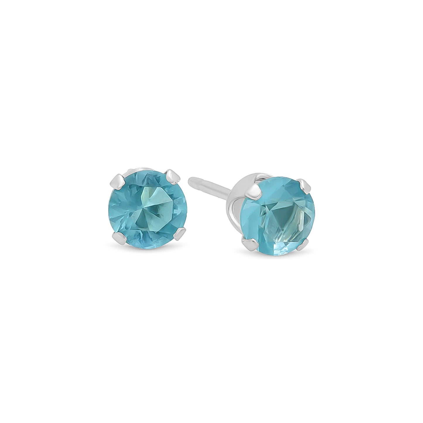 .925 Sterling Silver Nickel-Free Simulated Diamond Round-Cut Birthstone Stud Earrings