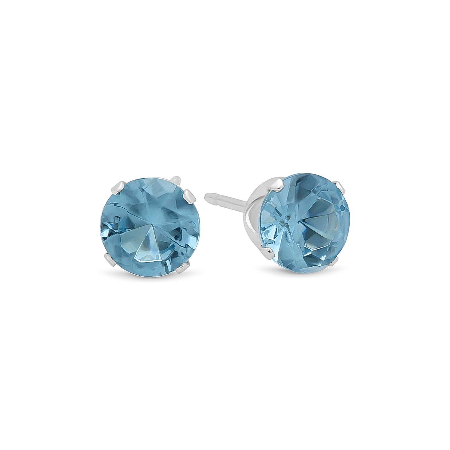 .925 Sterling Silver Nickel-Free Simulated Diamond Round-Cut Birthstone Stud Earrings