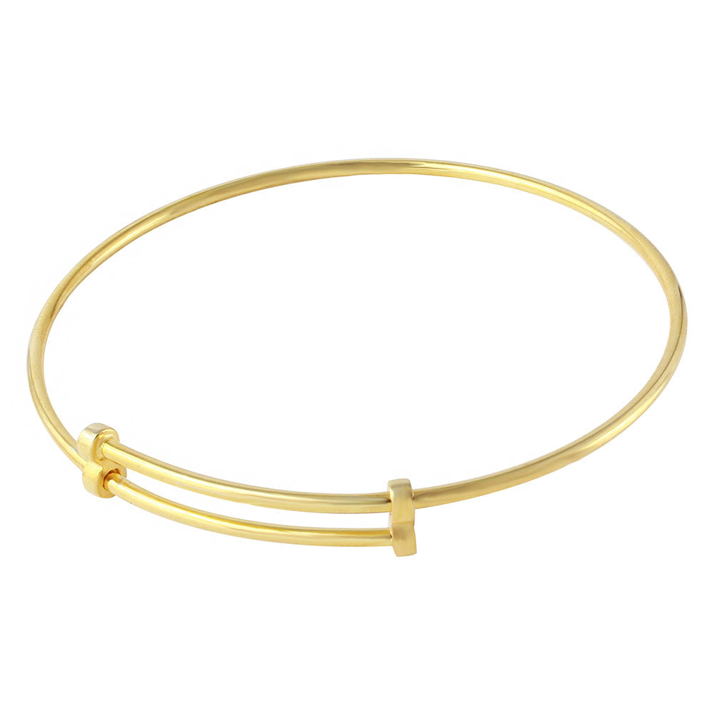 18mm Polished Gold Plated Silver Round Expandable Bangle Bracelet, 8 inches (SKU: SS-EXB1003B)