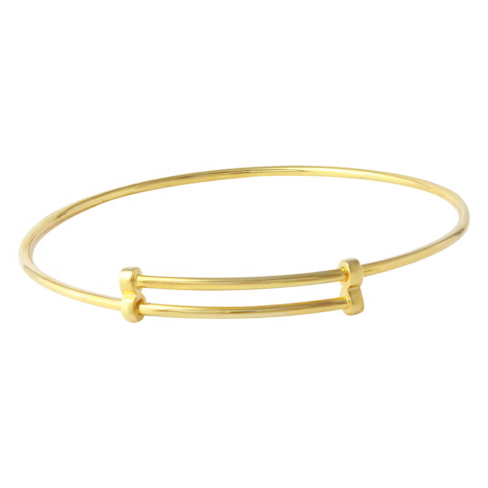 18mm Polished Gold Plated Silver Round Expandable Bangle Bracelet, 8 inches (SKU: SS-EXB1003B)
