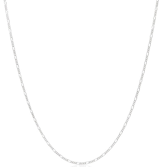 1.5mm Solid .925 Sterling Silver Flat Figaro Chain Necklace