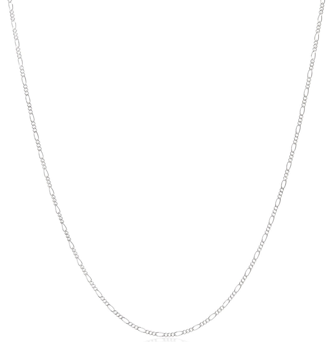 1.5mm Solid .925 Sterling Silver Flat Figaro Chain Necklace + Gift Box