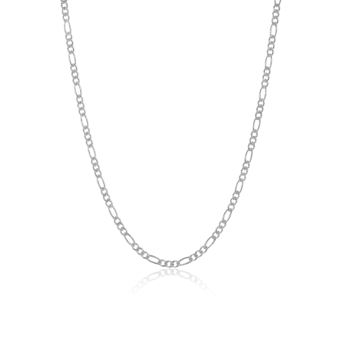 3.7mm .925 Sterling Silver Diamond-Cut Flat Figaro Chain Necklace