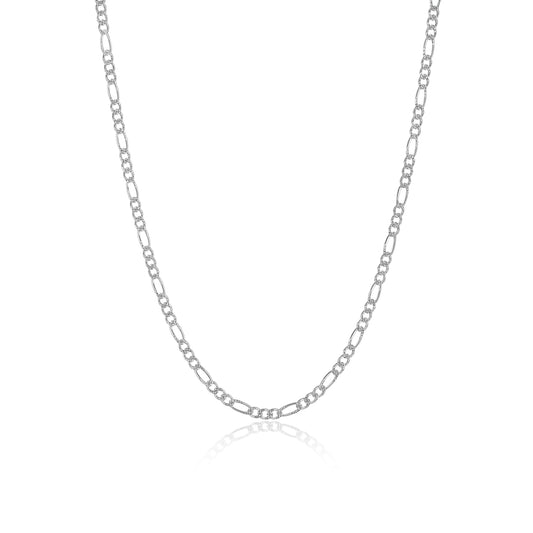 3.7mm .925 Sterling Silver Diamond-Cut Flat Figaro Chain Necklace