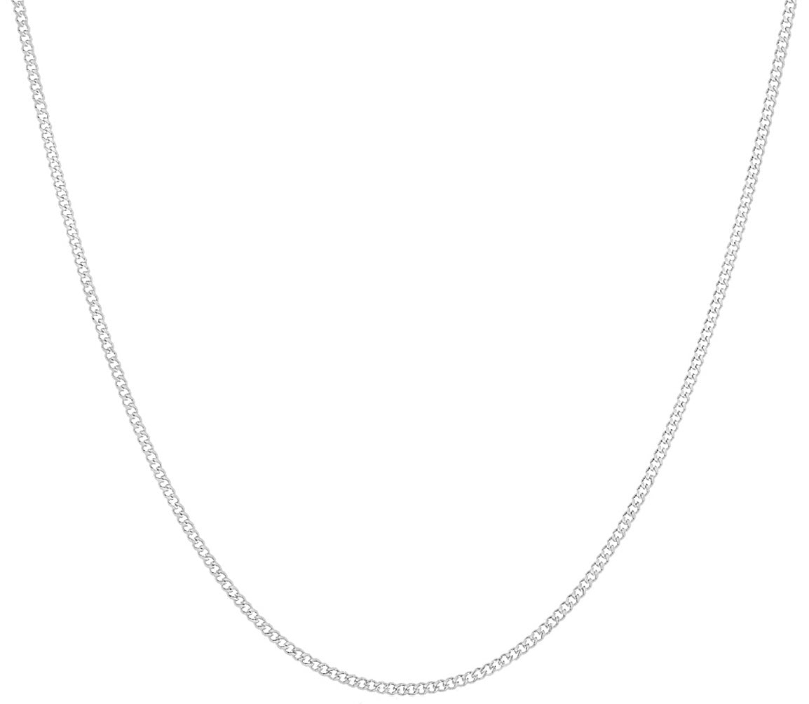 1.2mm Solid .925 Sterling Silver Flat Cuban Link Curb Chain Necklace