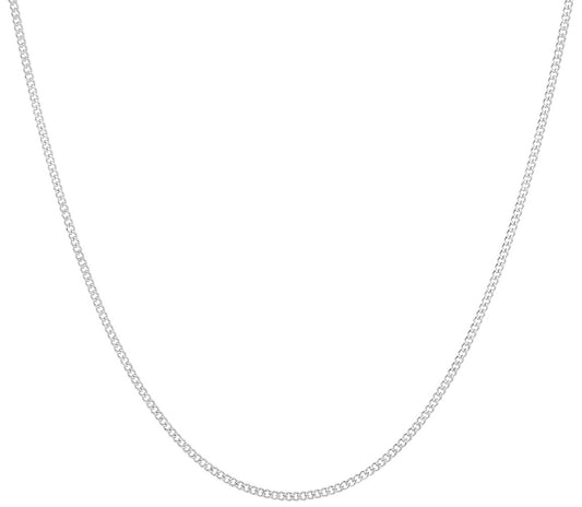 1.2mm Solid .925 Sterling Silver Flat Cuban Link Curb Chain Necklace