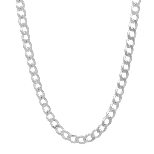 5.2mm Solid .925 Sterling Silver Beveled Curb Chain Necklace