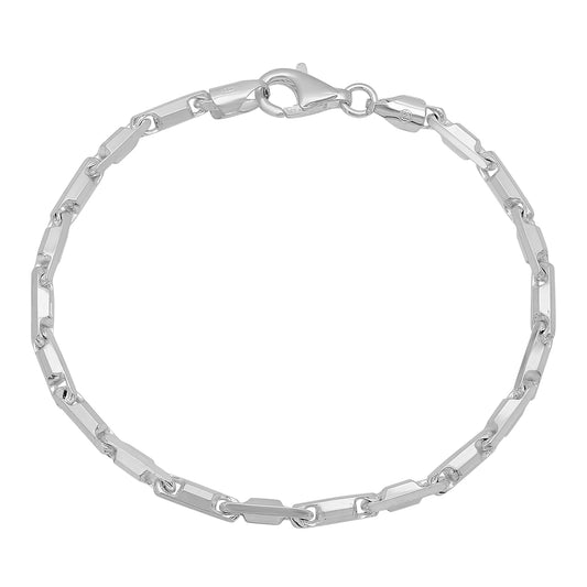 3.3mm Solid .925 Sterling Silver Round Heshe Heshe Chain Link Bracelet