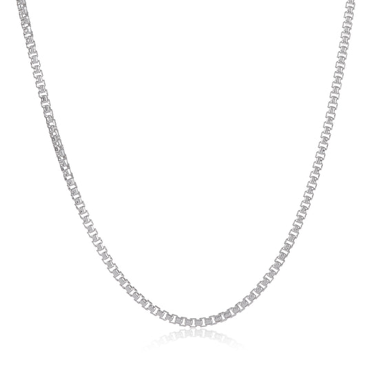 1.2mm Solid .925 Sterling Silver Square Box Chain Necklace + Gift Box