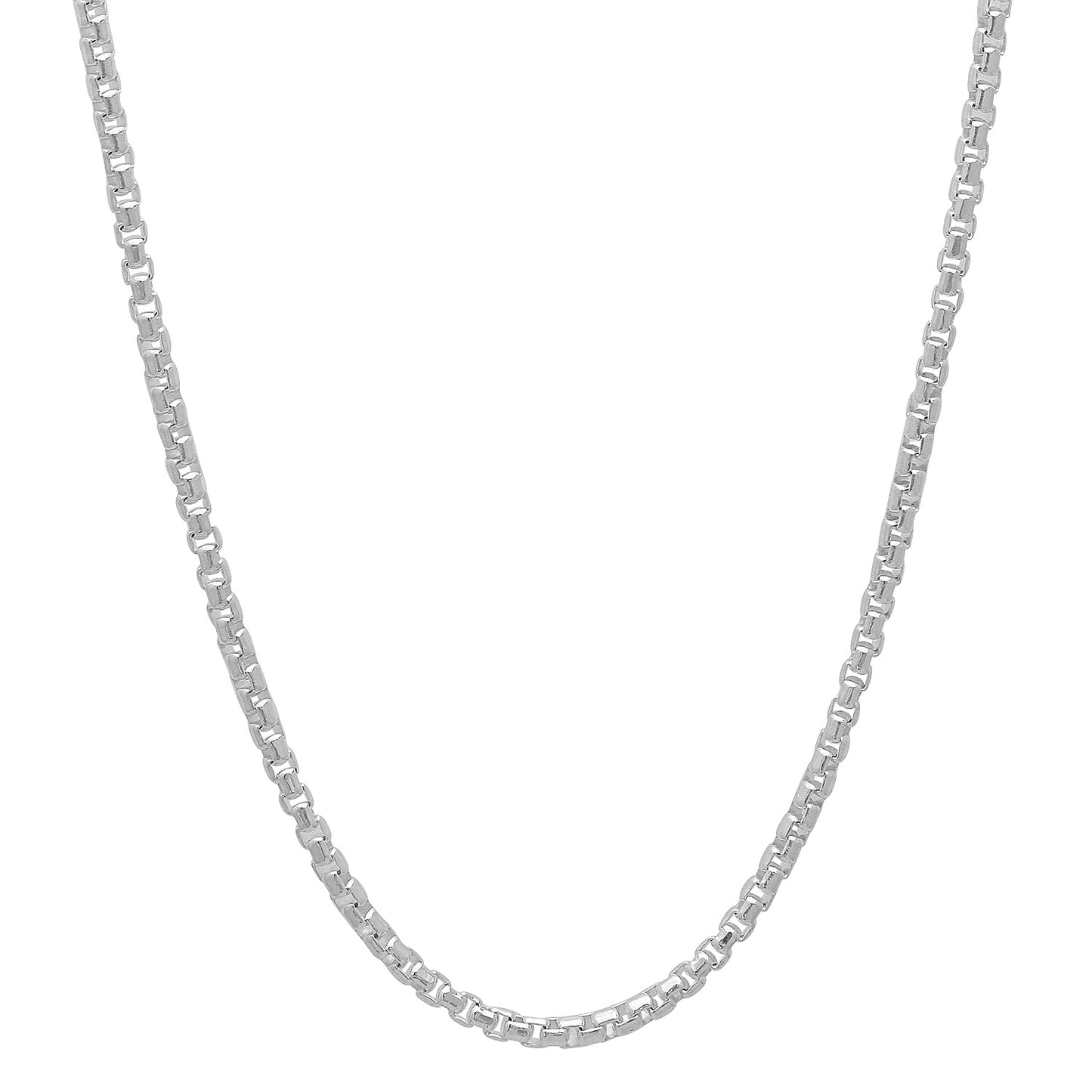 1.9mm Solid .925 Sterling Silver Square Box Chain Necklace