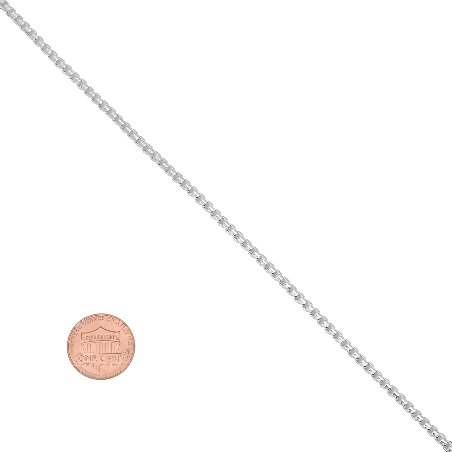 1.9mm Solid .925 Sterling Silver Square Box Chain Necklace