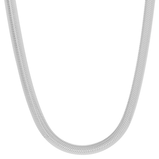 Men's 4.6mm Solid .925 Sterling Silver Flat Herringbone Chain Necklace + Gift Box