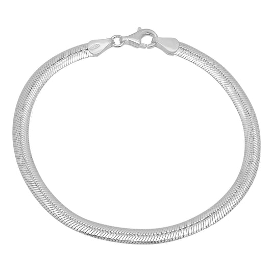 4.6mm Solid .925 Sterling Silver Flat Herringbone Chain Bracelet